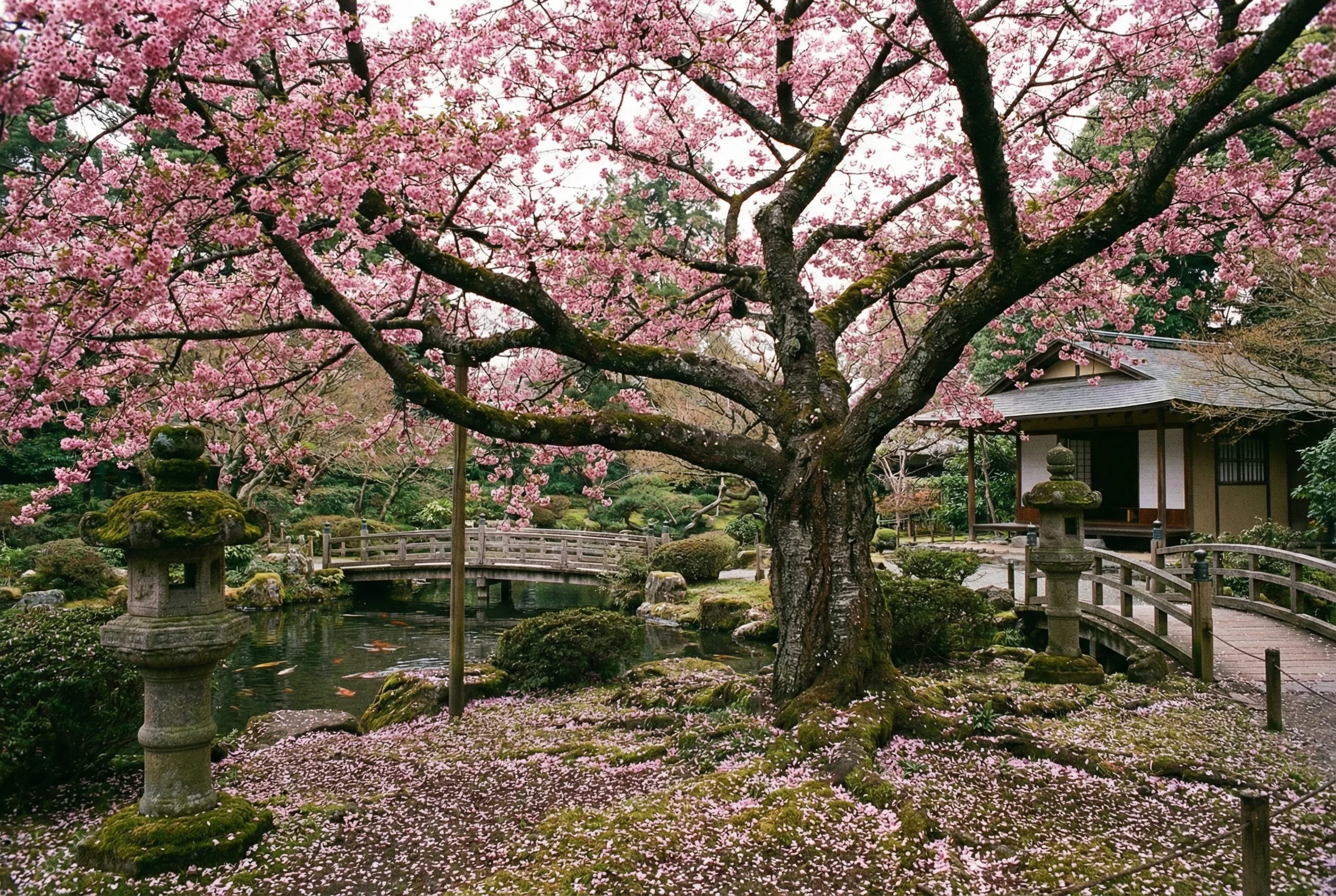 The original Kawazu-zakura tree (est. 1955) blooming in the Iida family garden in Kawazu Town